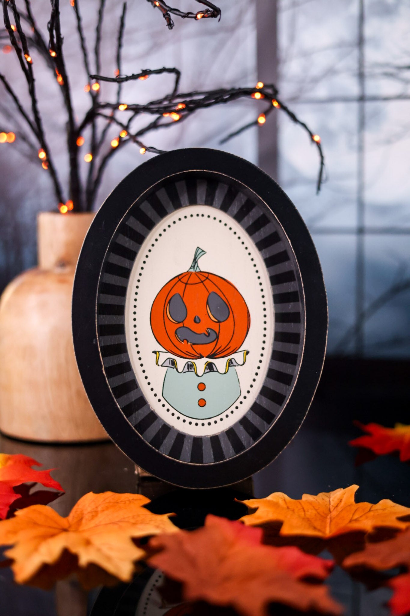 Jack-O-Lantern Wooden Framed Sign