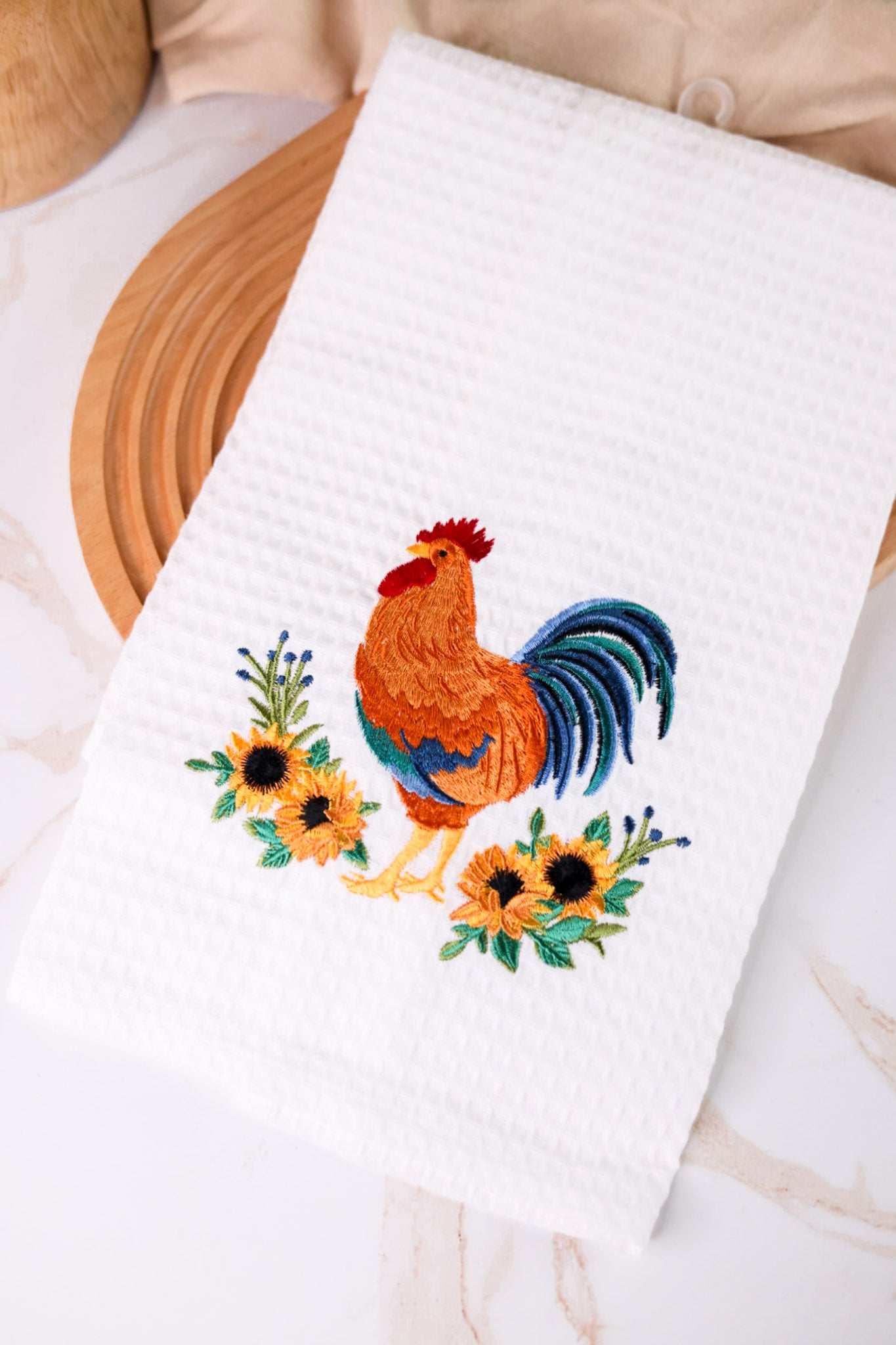 Rooster Sunflower Kitchen Towel