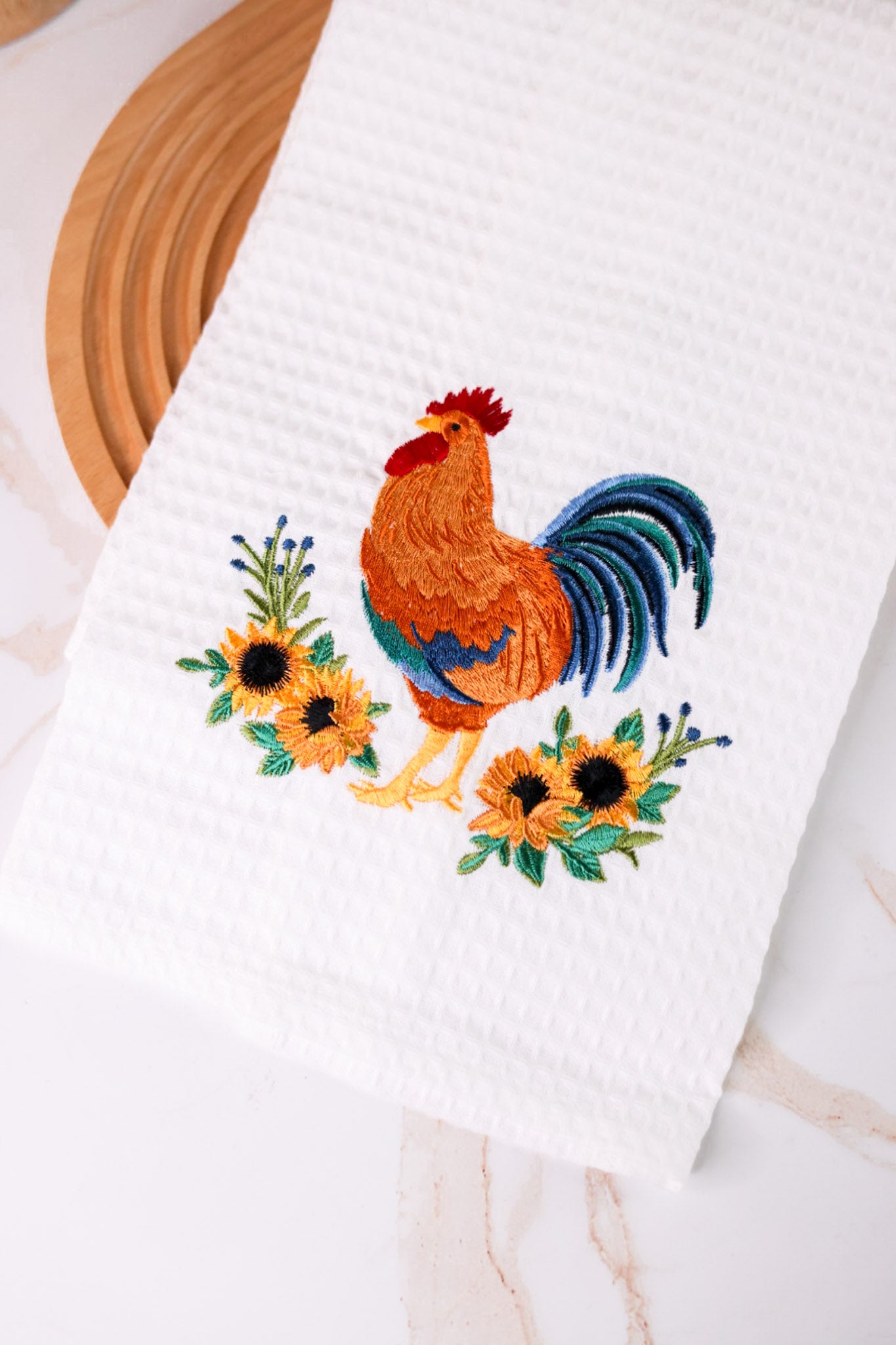 Rooster Sunflower Kitchen Towel