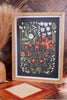 Wood Framed Textured Floral and Butterfly Painting
