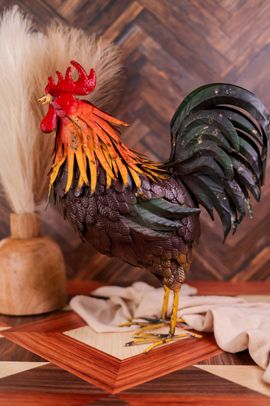 15" Metal Rooster Figurine