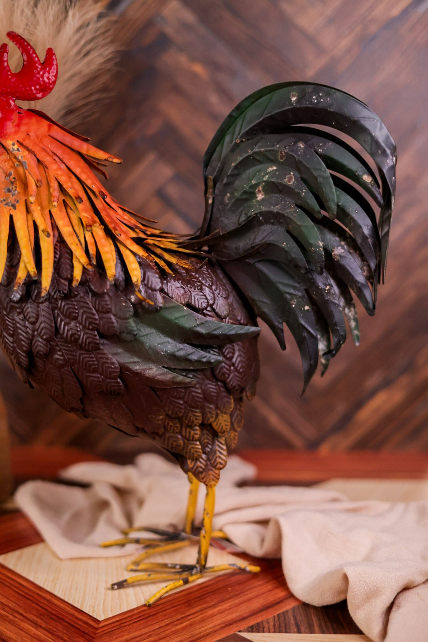 15" Metal Rooster Figurine