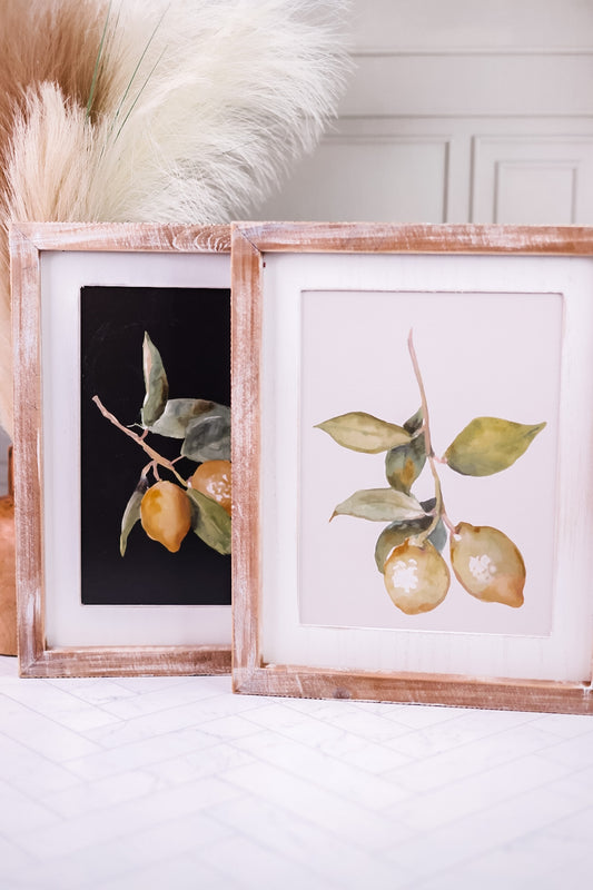 Reversible Wood Framed Lemon Sign