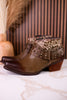 Olive Green Ankle Boots With Studs & Floral Embossing