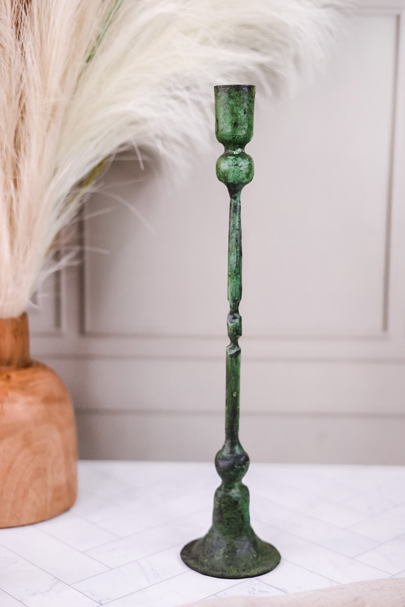 Green Forged Iron Candle Holders (4 Sizes)