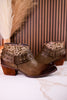 Olive Green Ankle Boots With Studs & Floral Embossing