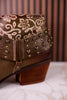 Olive Green Ankle Boots With Studs & Floral Embossing