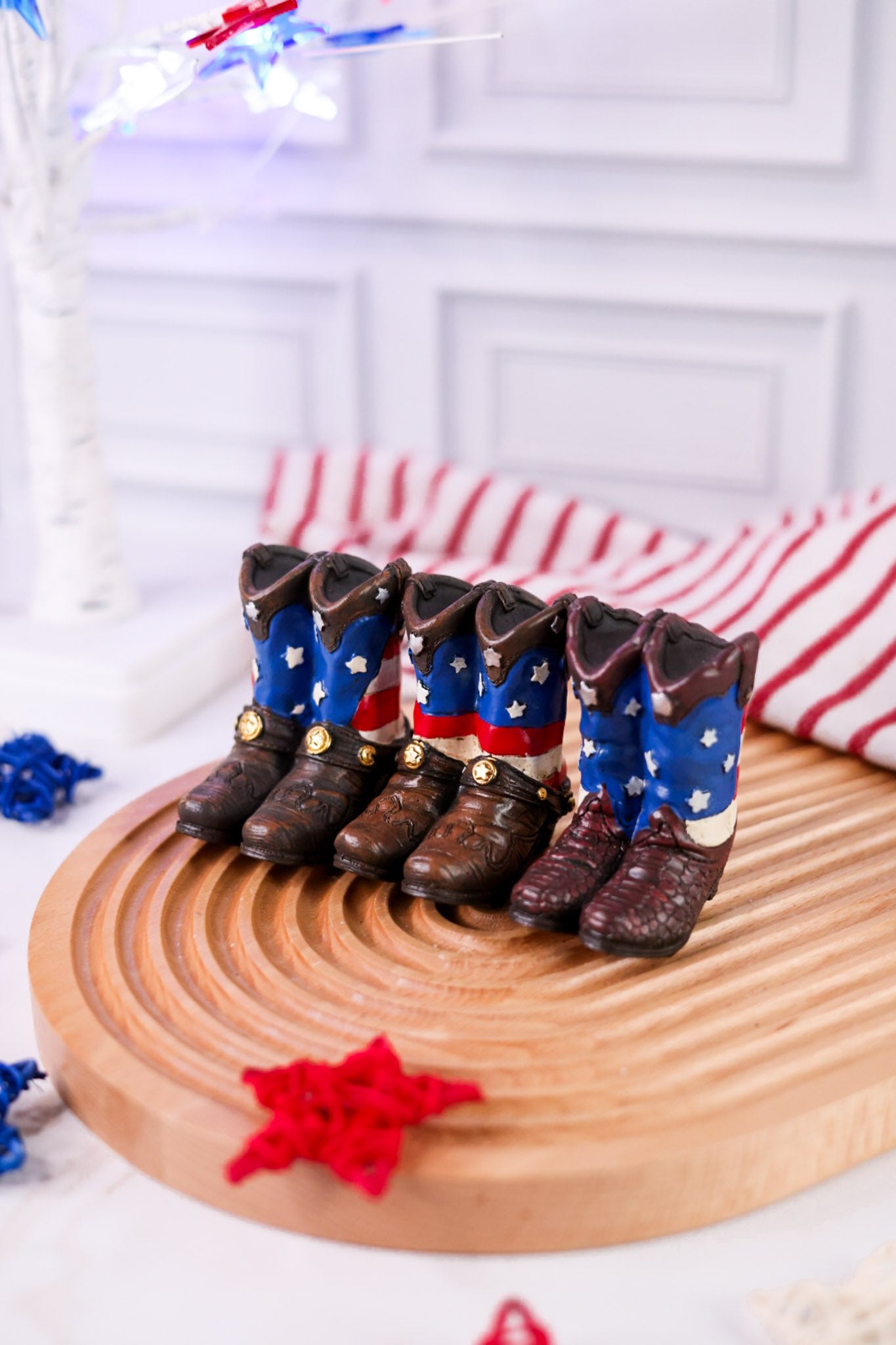Patriotic Cowboy Boot Resin Figurines (3 Styles)