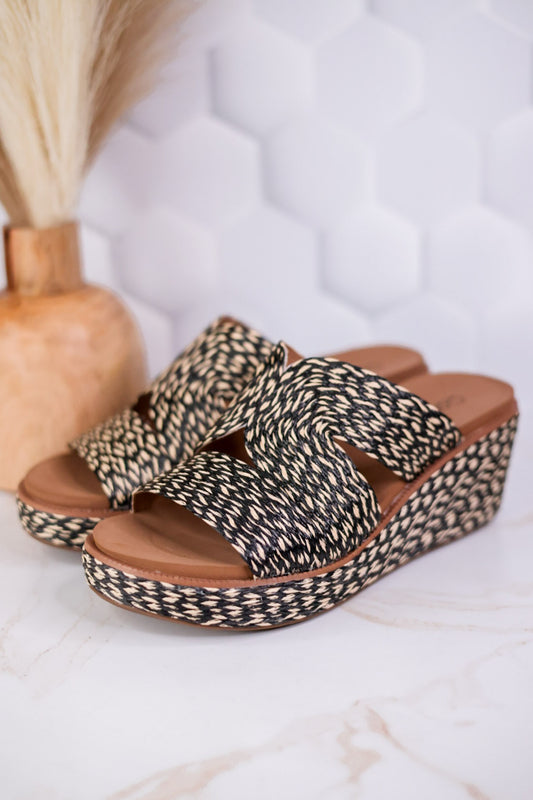 Golden Hour Black Combo Wedges