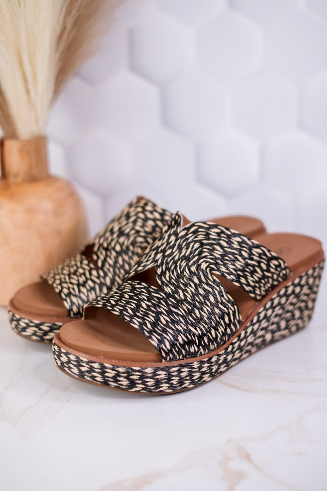 Golden Hour Black Combo Wedges