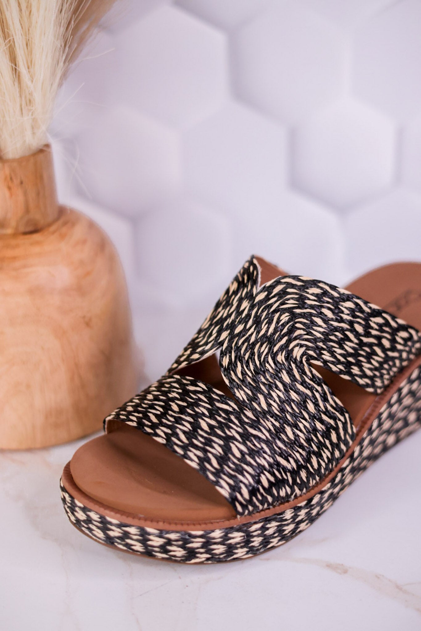Golden Hour Black Combo Wedges