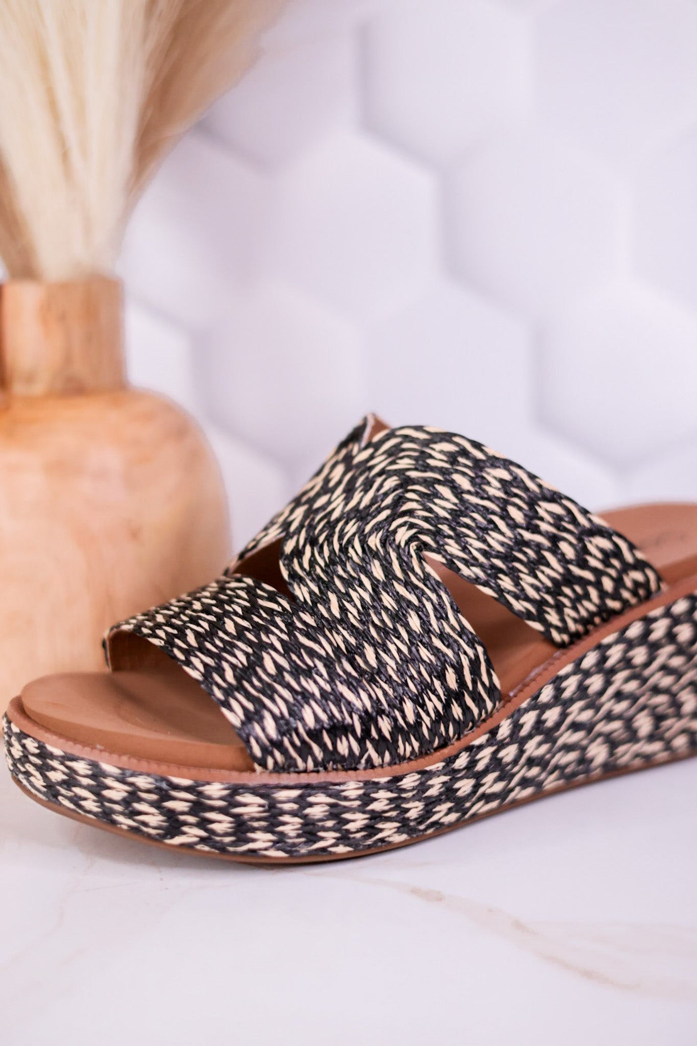Golden Hour Black Combo Wedges