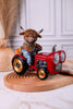 Resin Highland Cow Tractor With Solar Lights
