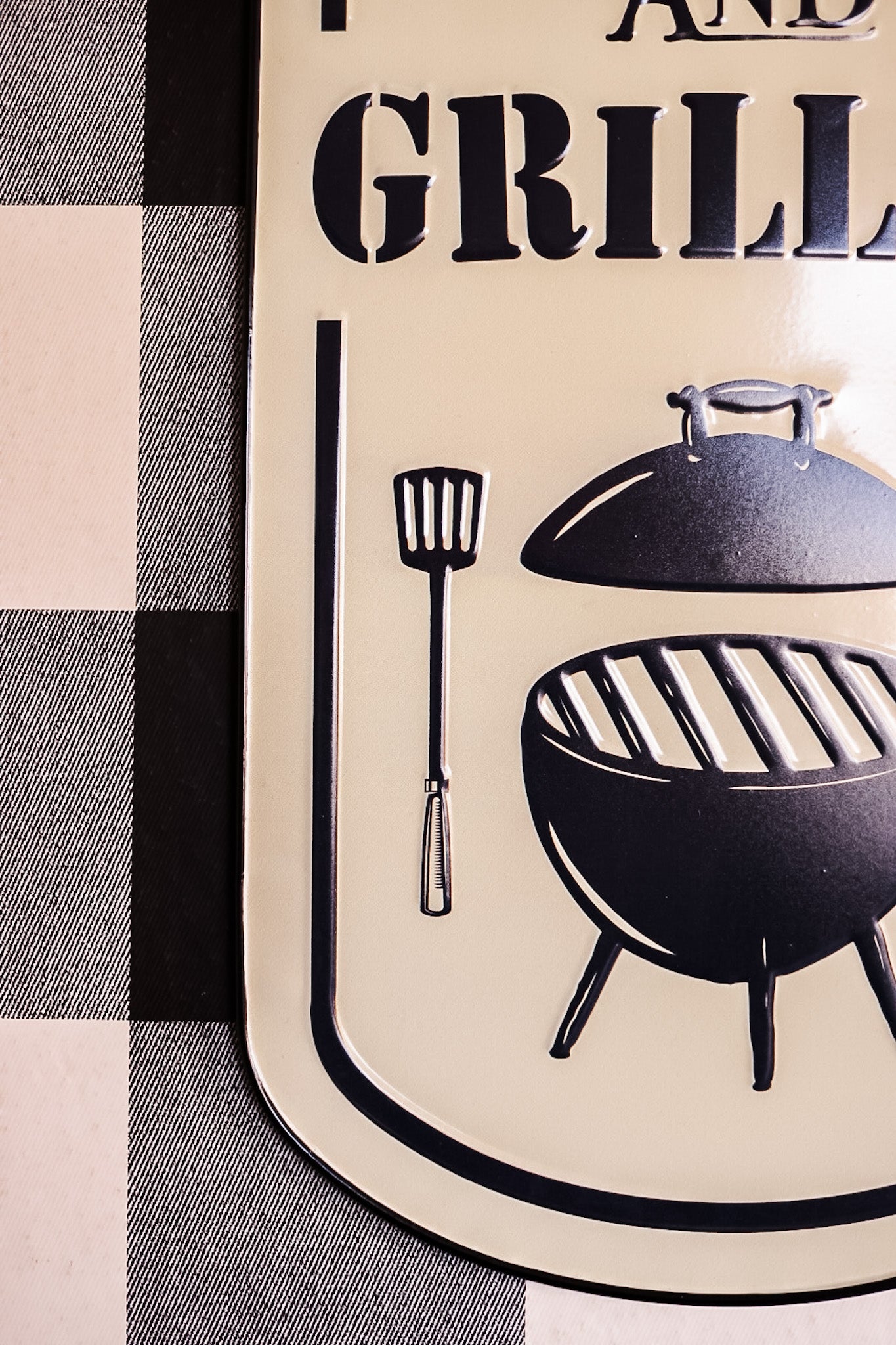 Chillin and Grillin Black and White Metal Sign FINAL SALE