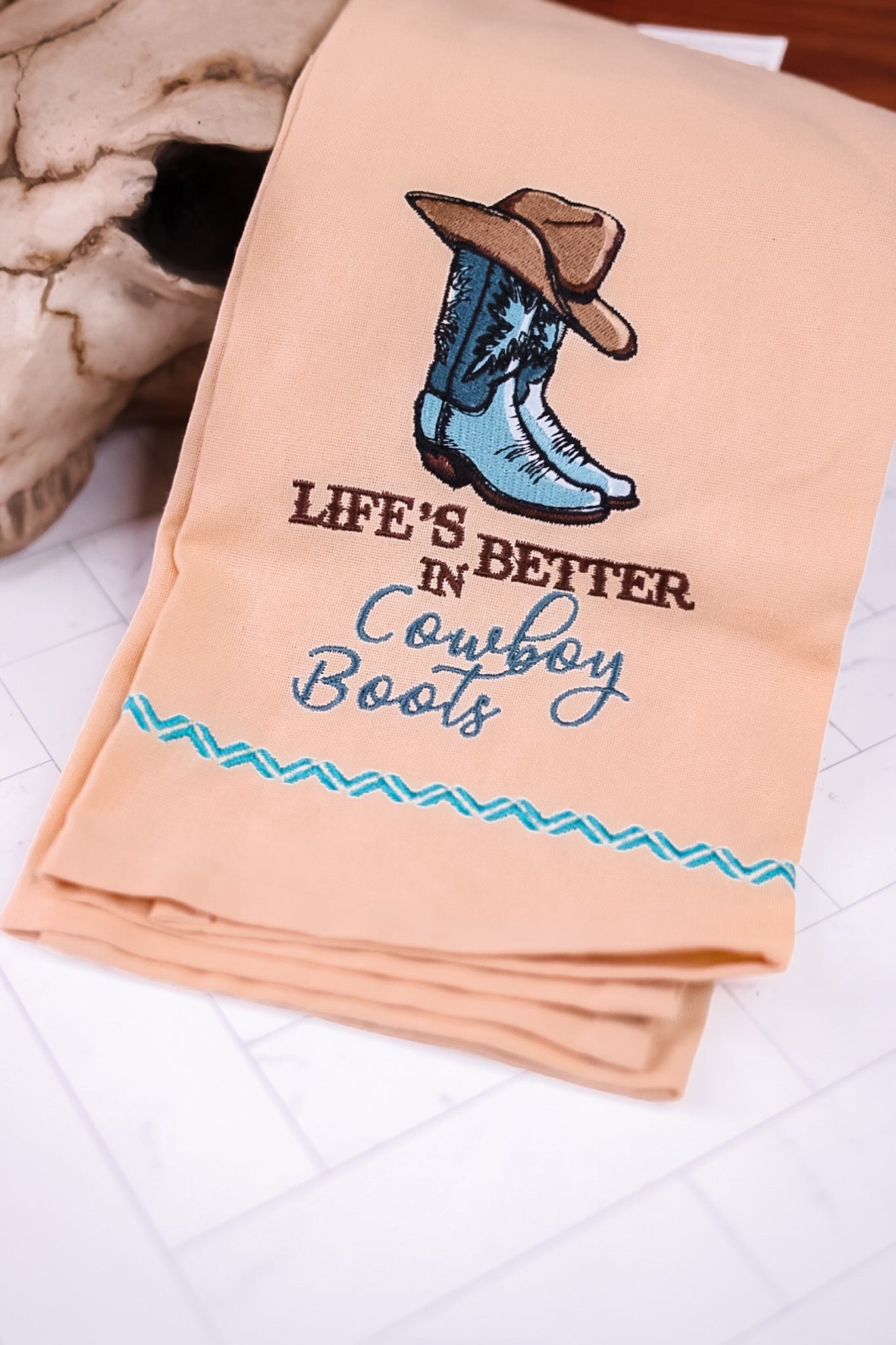 Better In Cowboy Boots Dishtowel