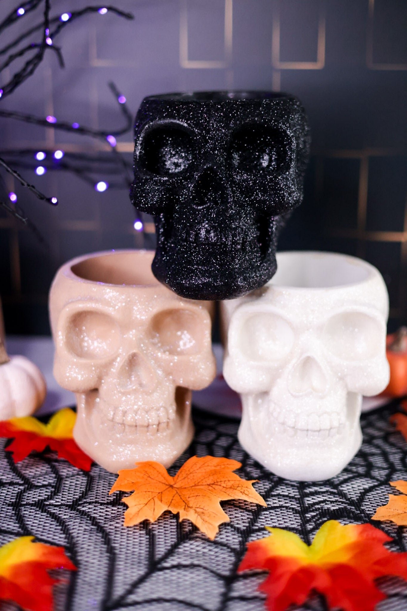 Polyresin Spooky Chic Skull Candy Bowl