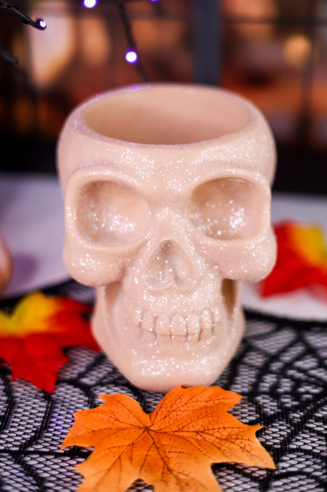 Polyresin Spooky Chic Skull Candy Bowl