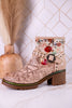 Branchout Floral Leather Boots With Antique Style Buckle
