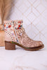 Branchout Floral Leather Boots With Antique Style Buckle