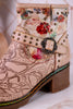 Branchout Floral Leather Boots With Antique Style Buckle