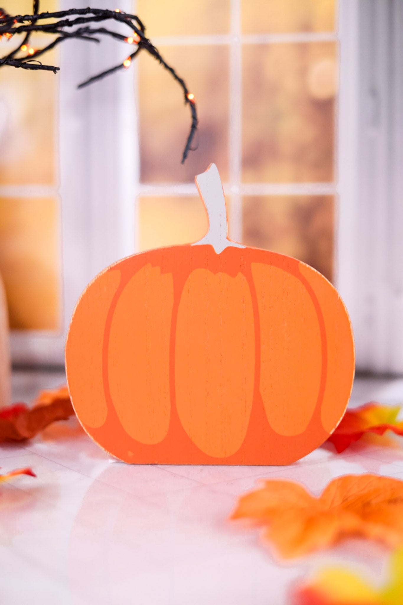 Chunky Wooden Jack-O-Lantern Sitter