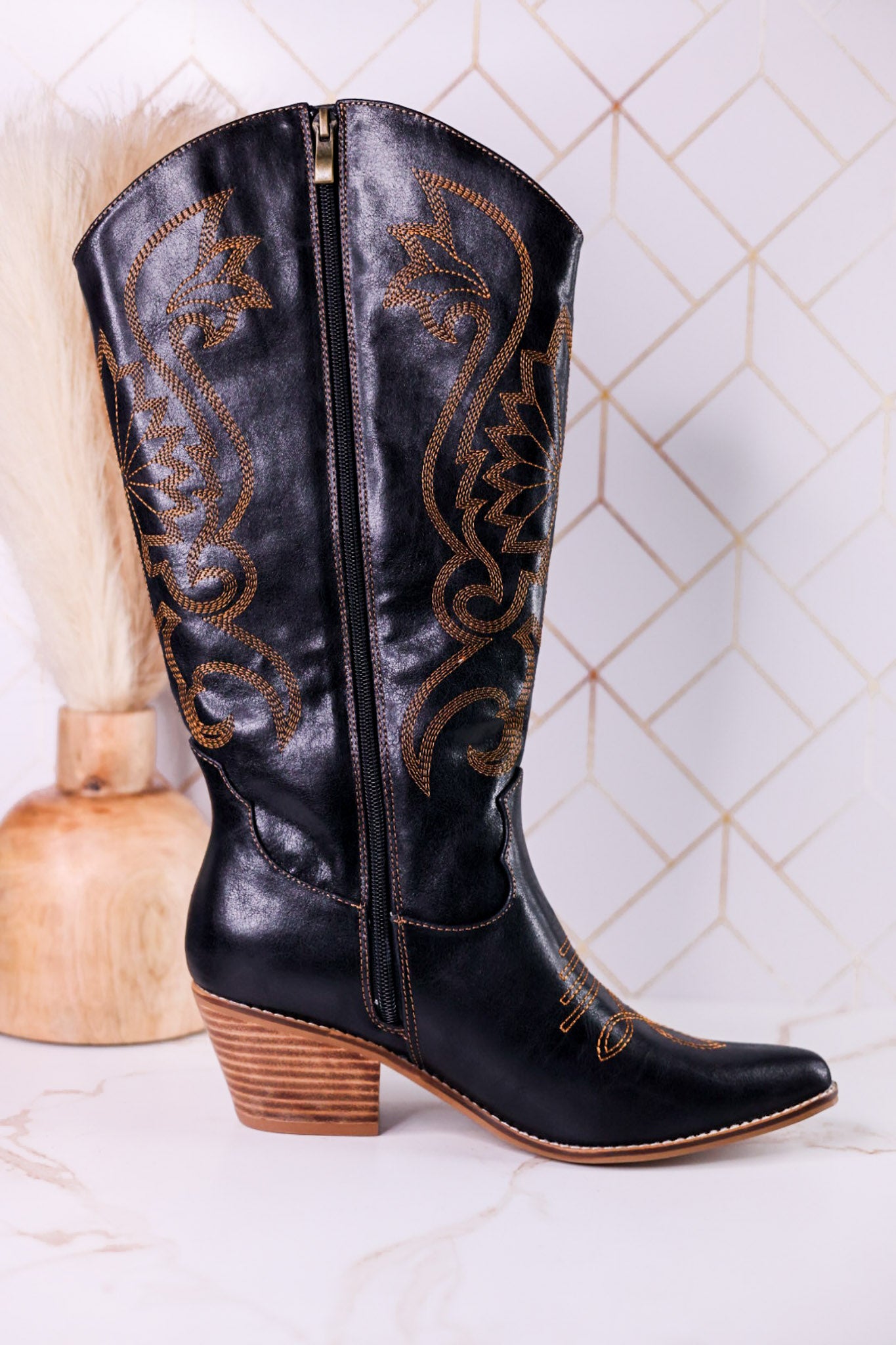 Just In Case Black Cowboy Boots FINAL SALE