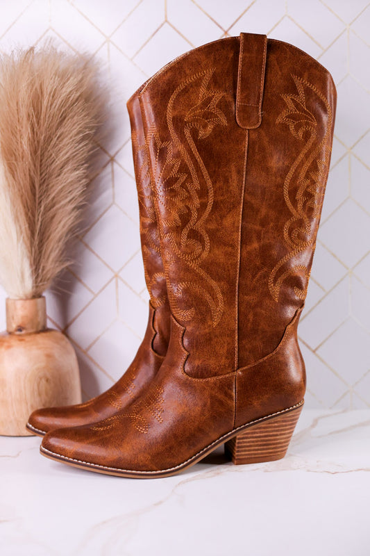 Just In Case Cowboy Boots In Saddle Brown