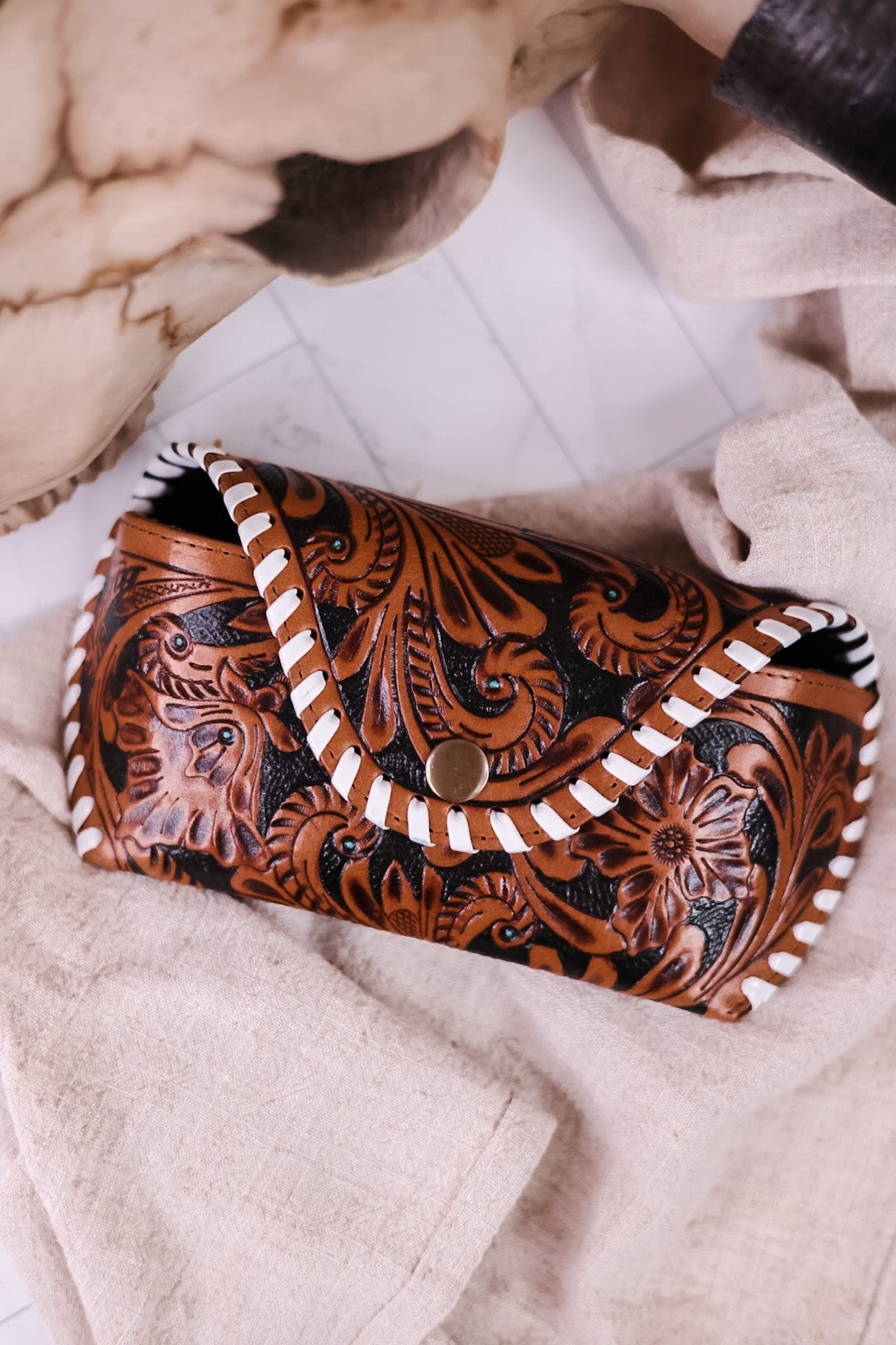 Bourbon Brown Leather Sunglasses Case