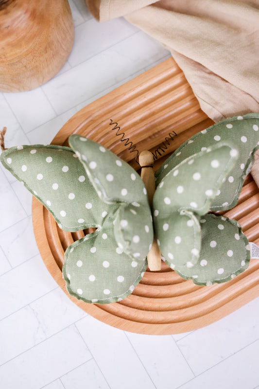 Green Polka Dot Plush Butterfly Stack