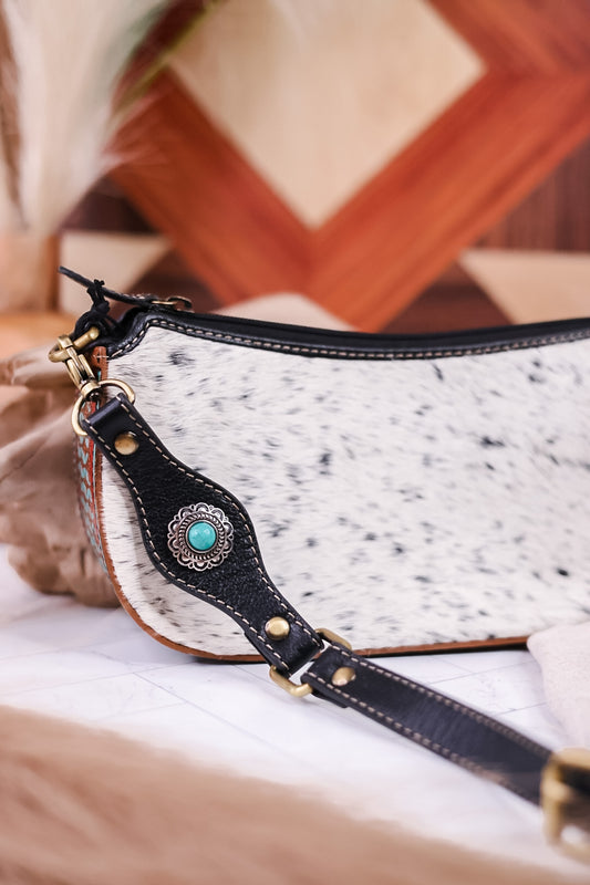 Hair on Hide Purse with Turquoise Accents