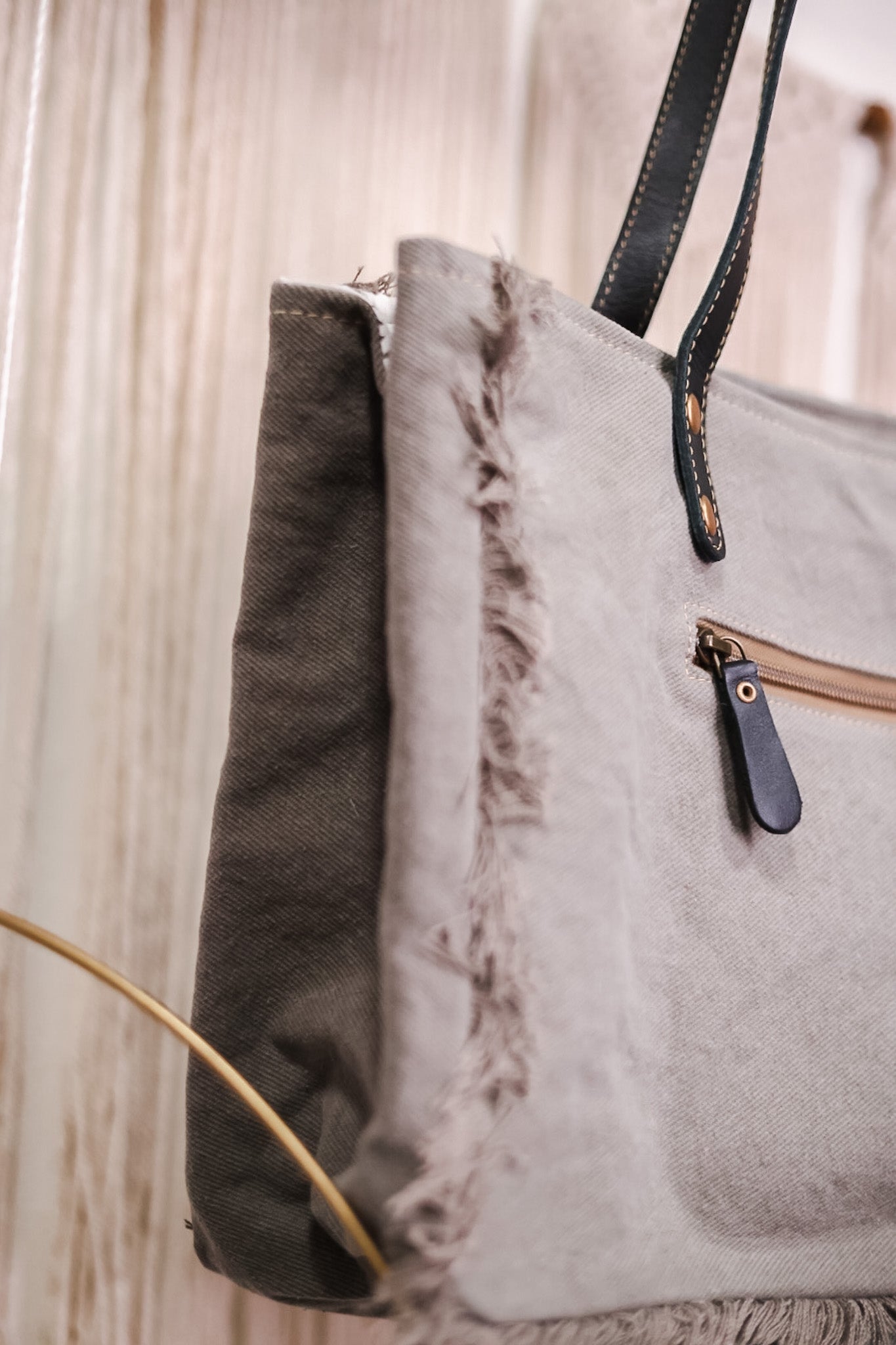 Charcoal Grey Aztec Print Tote