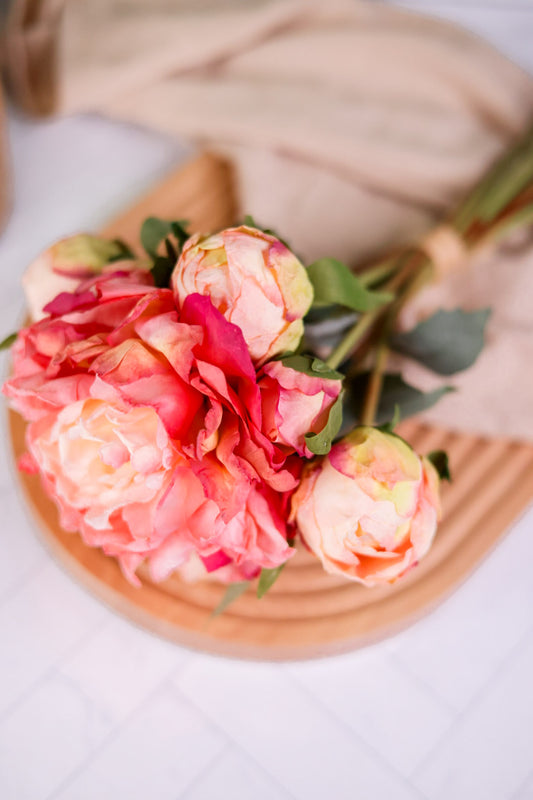 16" Faux Pink Peony Bouquet