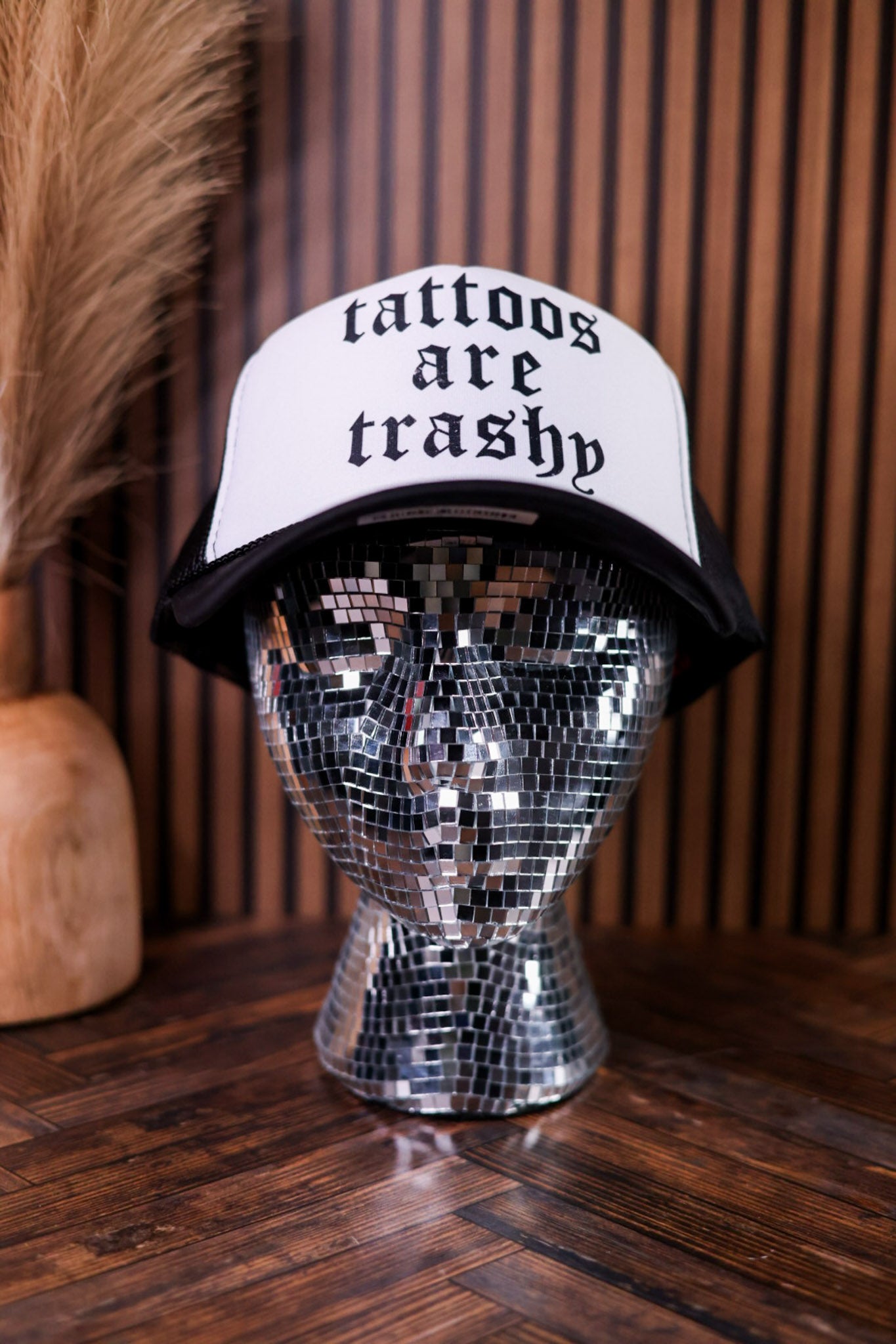 "Tattoos Are Trashy" Black & White Trucker Hat