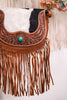 Hair on Hide Purse with Tooled Leather and Turquoise