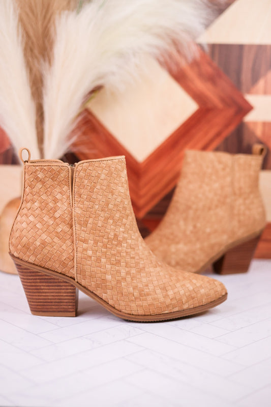 Come and Get It Ankle Boots in Camel Brown