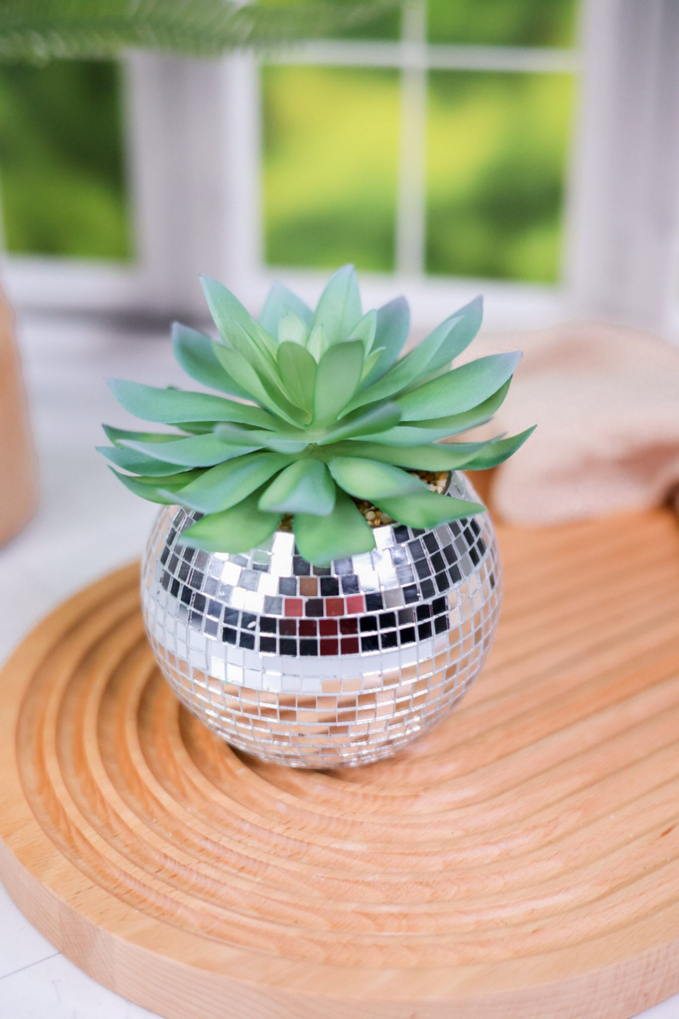 Disco Ball Planter with Faux Succulent (2 Sizes)