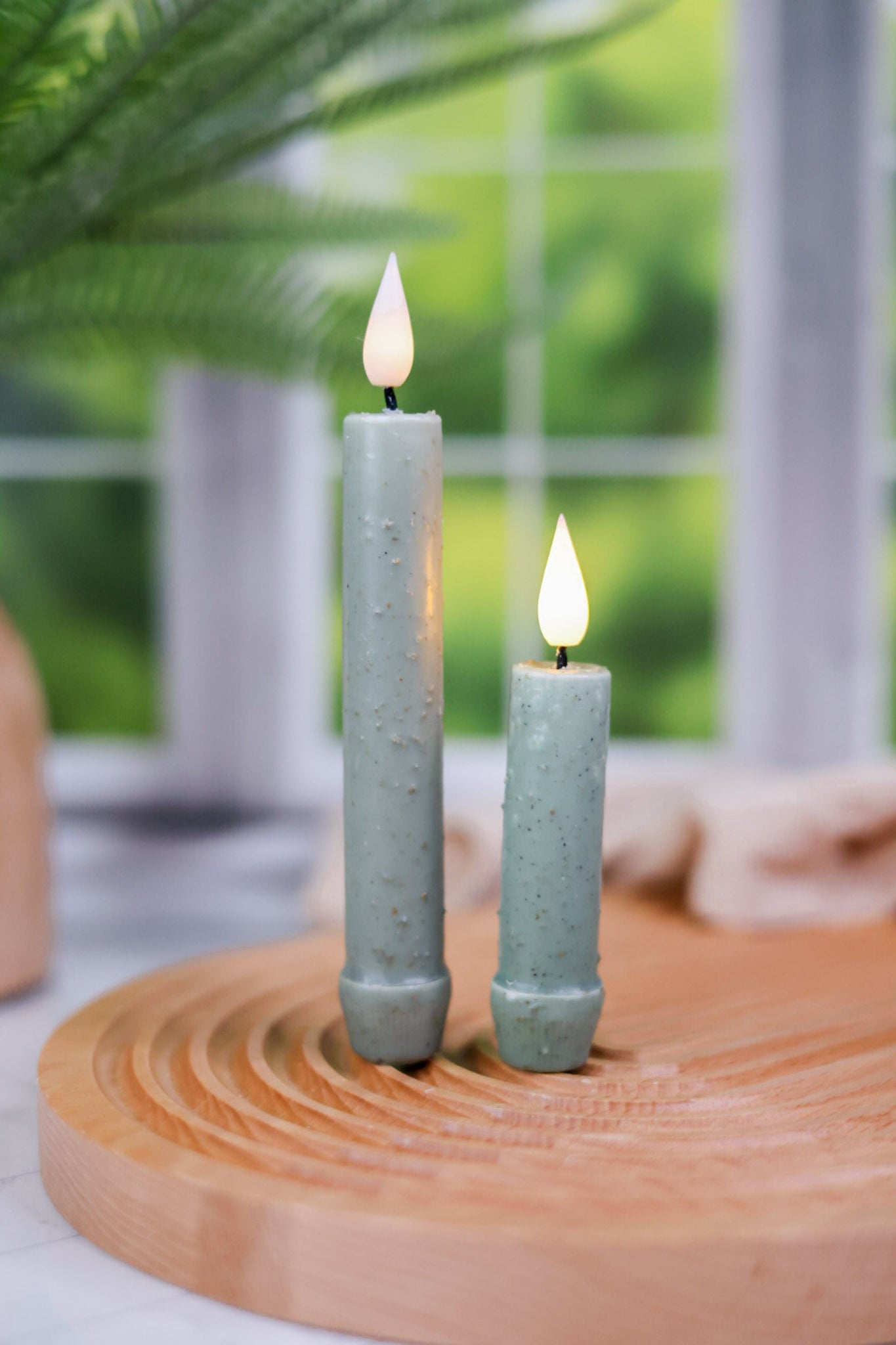 Sage Green LED Taper Candles (2 Sizes)