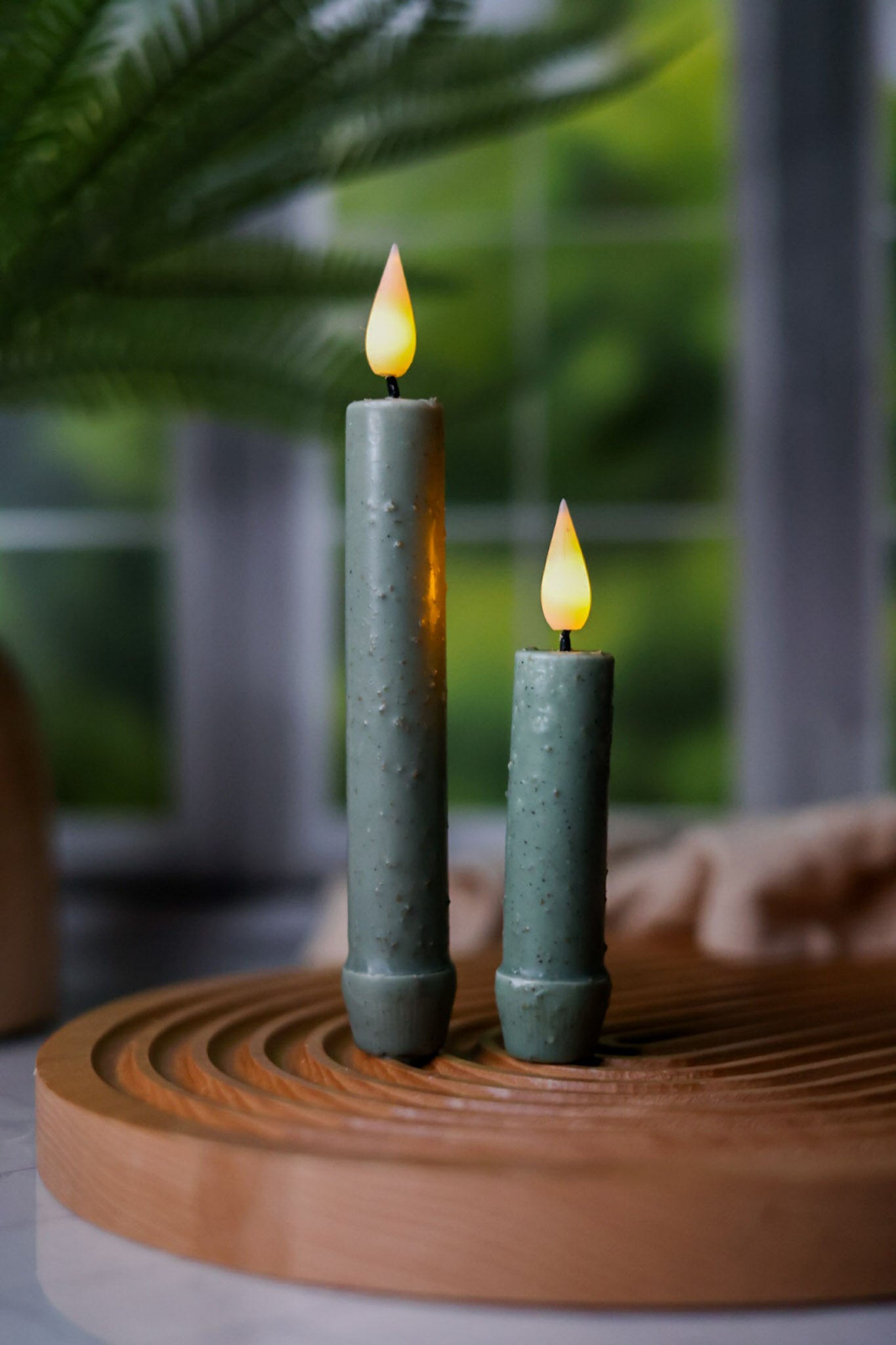 Sage Green LED Taper Candles (2 Sizes)