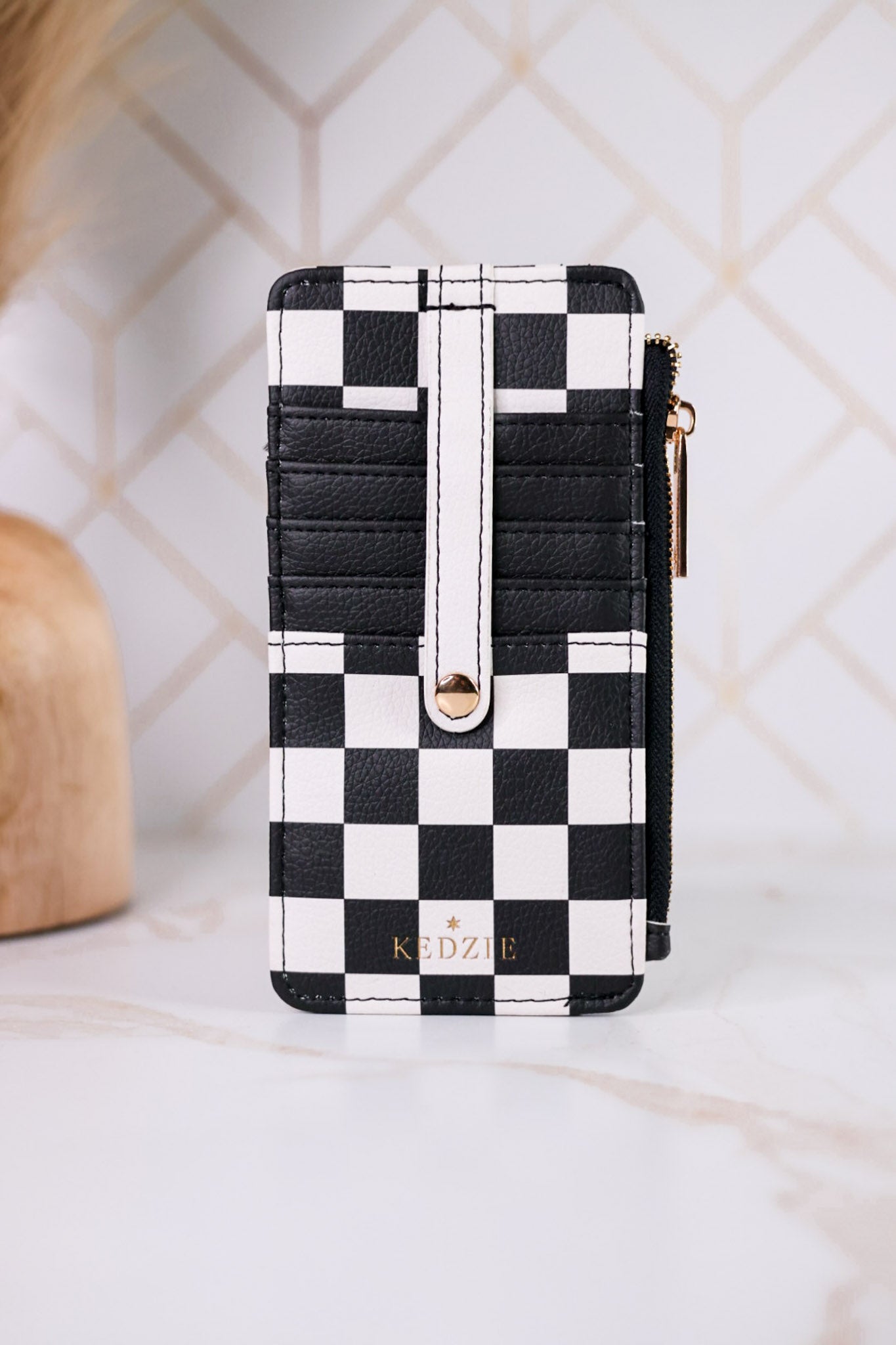 Black & White Checkered Essentials Only Zippered Wallet