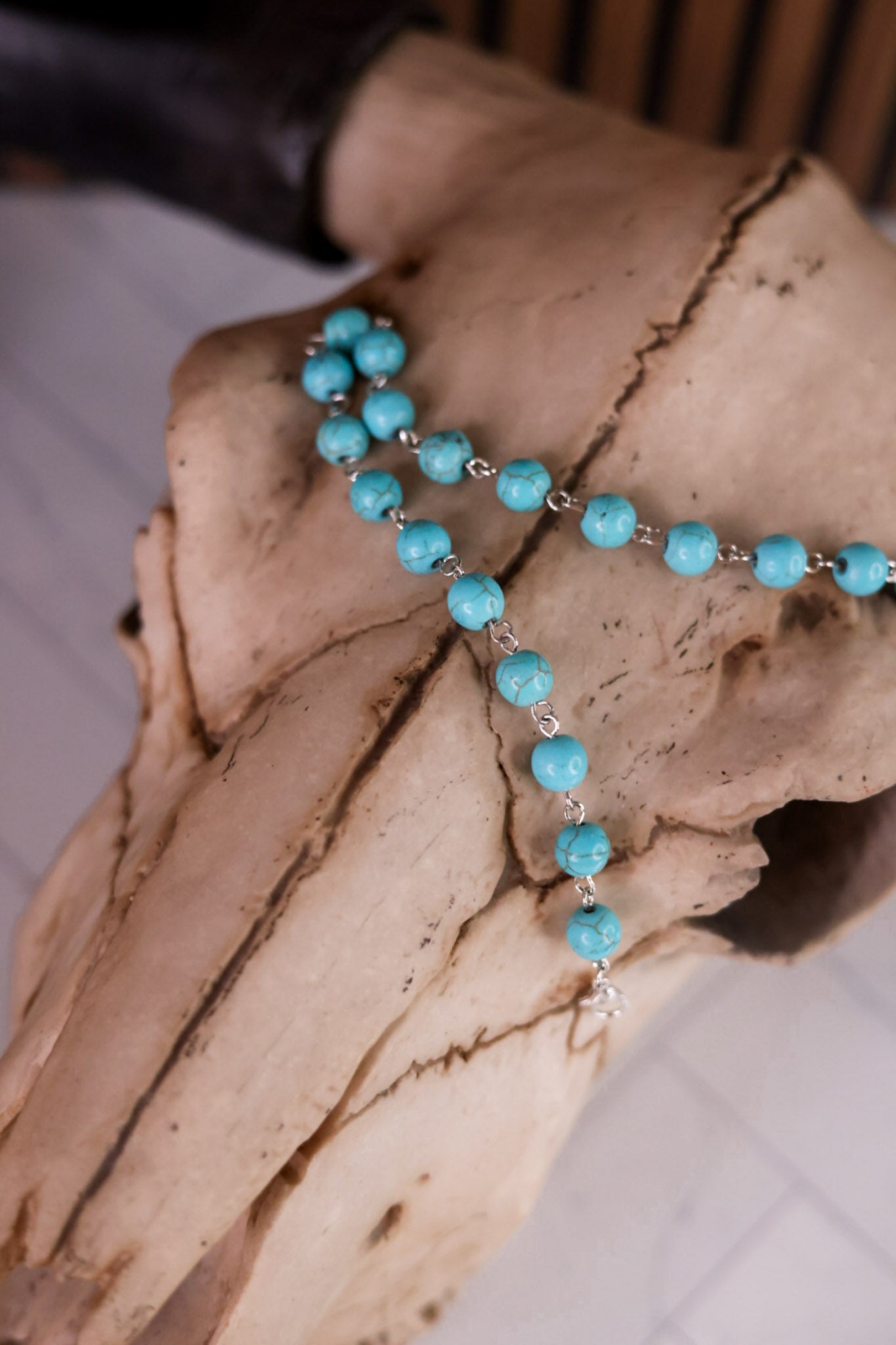Trucker Hat Chain With Turquoise Beads