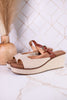 Treat Yourself Bourbon Tweed Peep Toe Wedges