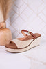 Treat Yourself Bourbon Tweed Peep Toe Wedges