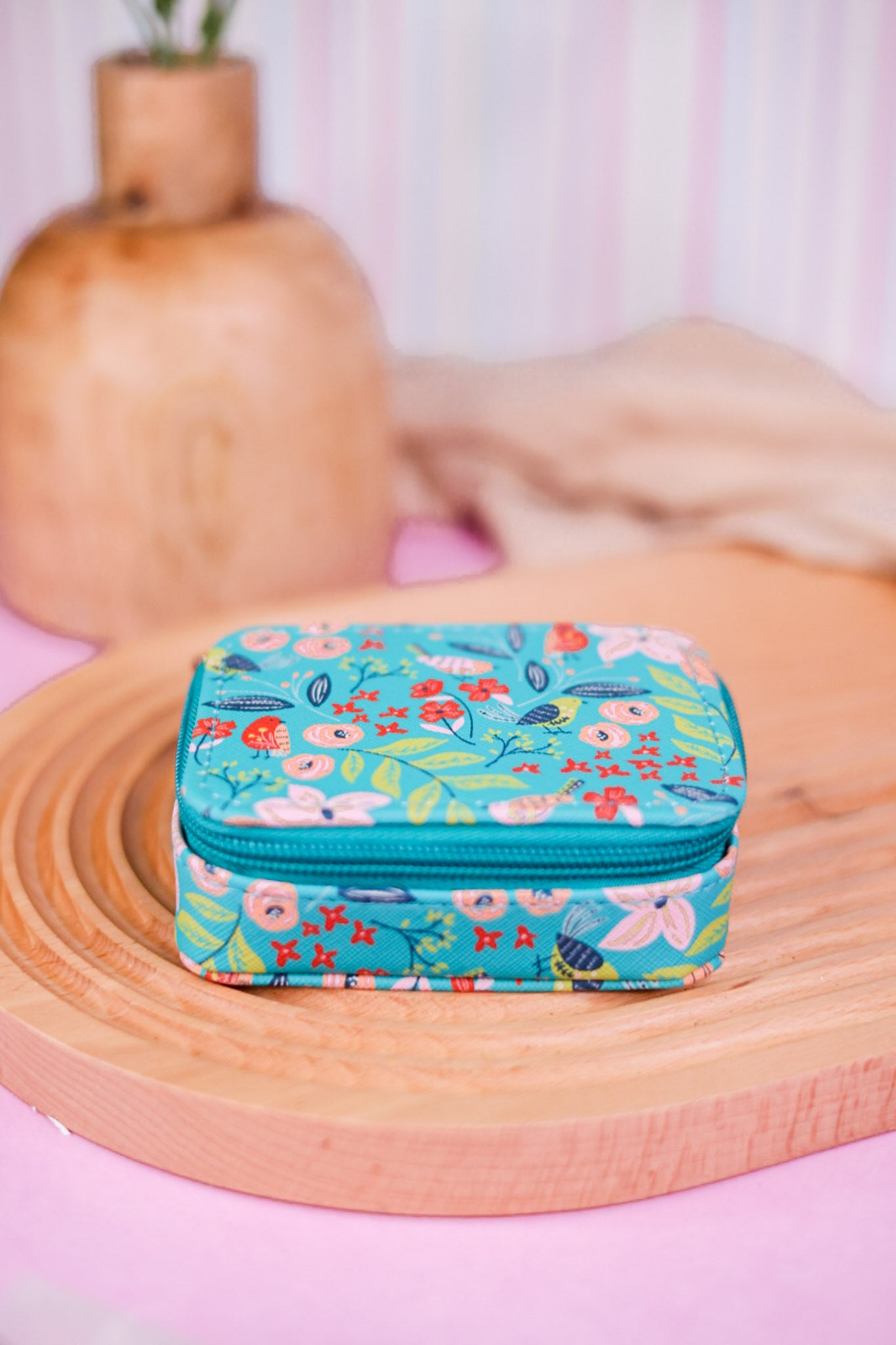 Blue Floral Travel Pill Case