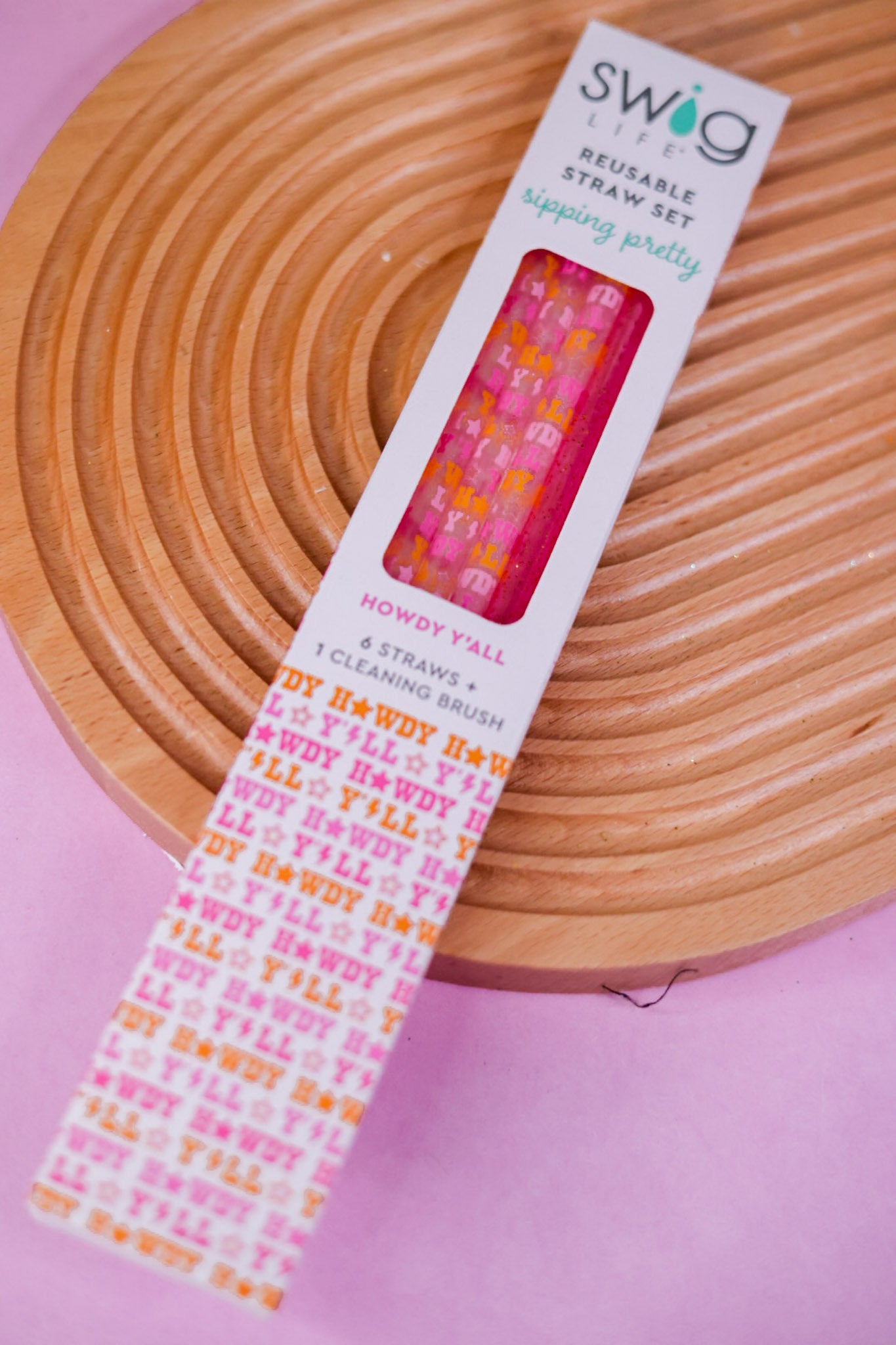 Howdy Yall & Pink Glitter Reusable Straw Set