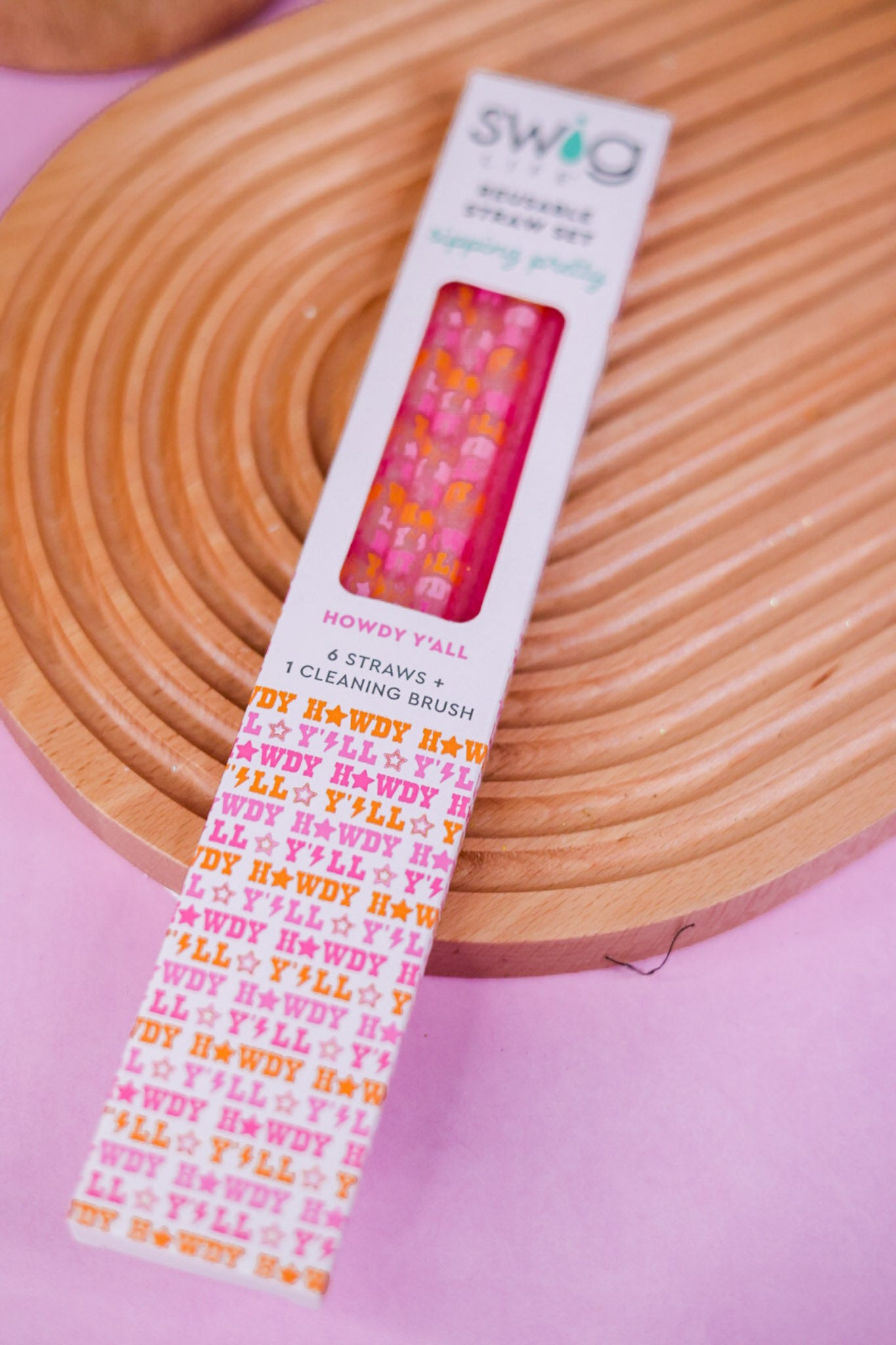 Howdy Yall & Pink Glitter Reusable Straw Set