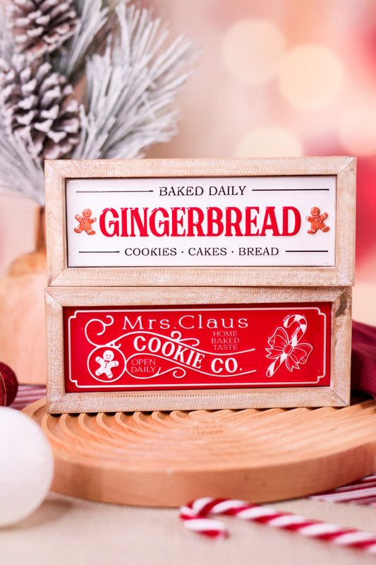 Wood Framed Enamel Christmas Cookie Signs (2 Styles)