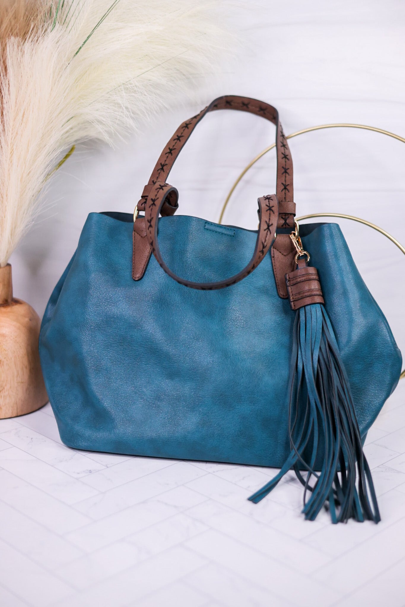 Peacock Blue Aliza Satchel Purse