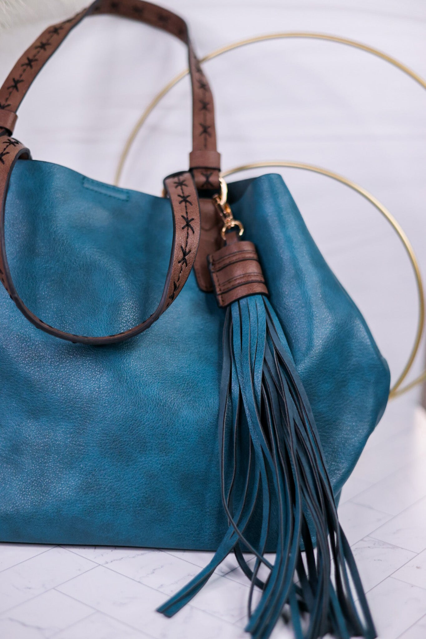 Peacock Blue Aliza Satchel Purse