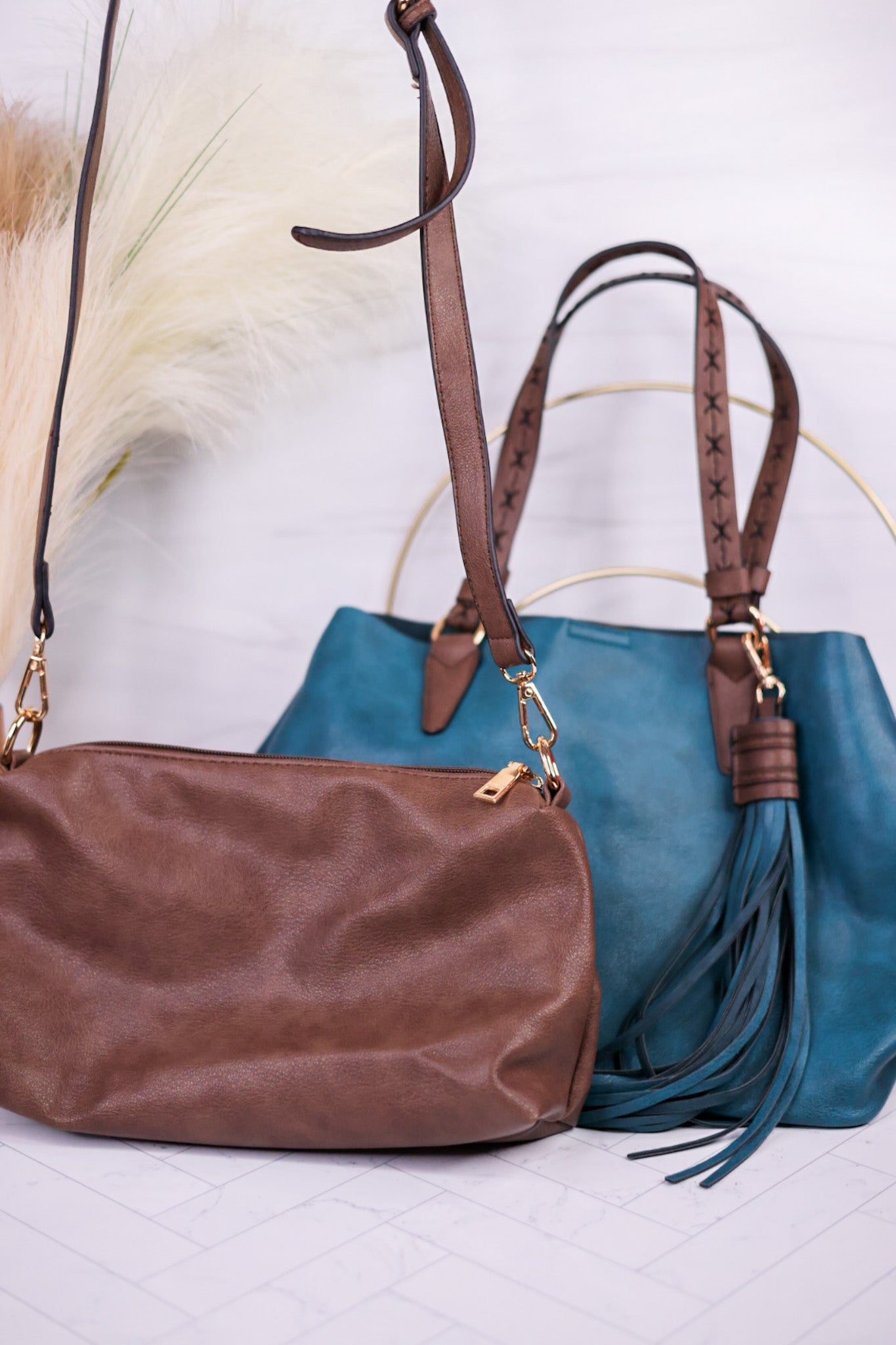 Peacock Blue Aliza Satchel Purse