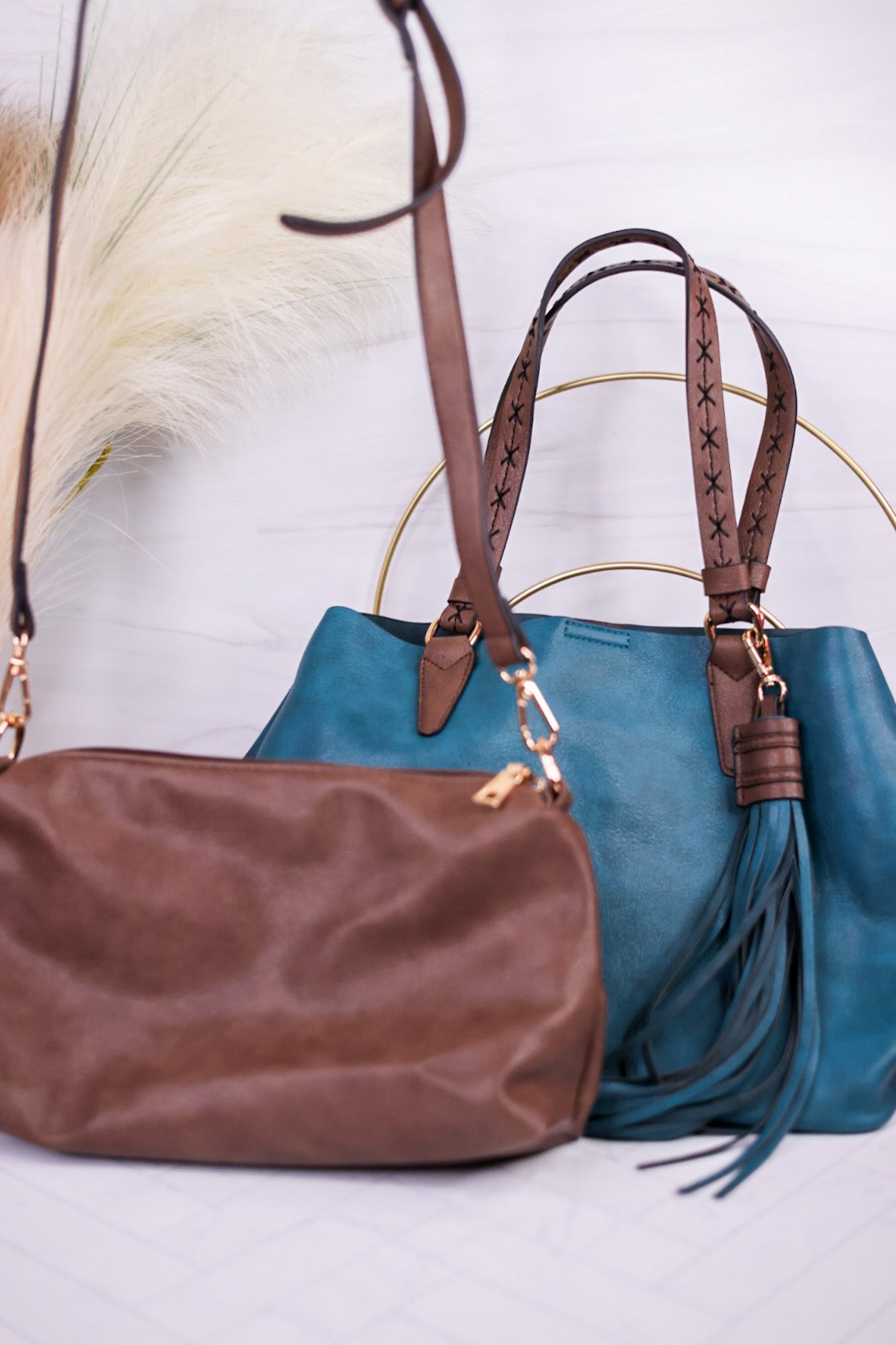 Peacock Blue Aliza Satchel Purse